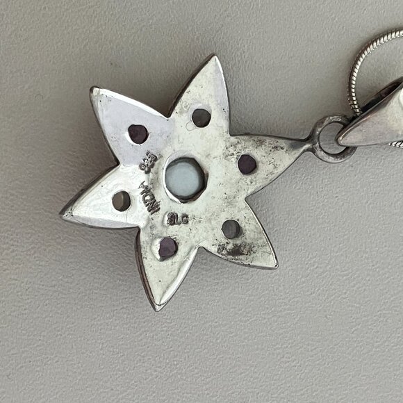 Pearl, Moon stone, Light purple gemstone, 925 Sterling Silver pendant - Picture 7 of 9